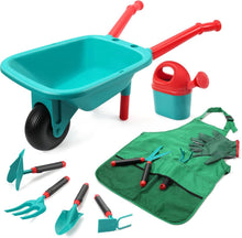 Load image into Gallery viewer, Child-Sized Gardening Tool Set for Outdoor Fun - Includes Wheelbarrow &amp; Gloves
