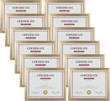 Load image into Gallery viewer, Elegant Gold 8.5x11 Picture Frame Set of 12 - Ideal for Awards &amp; Certificates