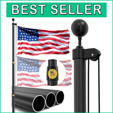 Load image into Gallery viewer, Sturdy 25FT Aluminum Flag Pole with Patented Wind Reinforcement - Complete Kit
