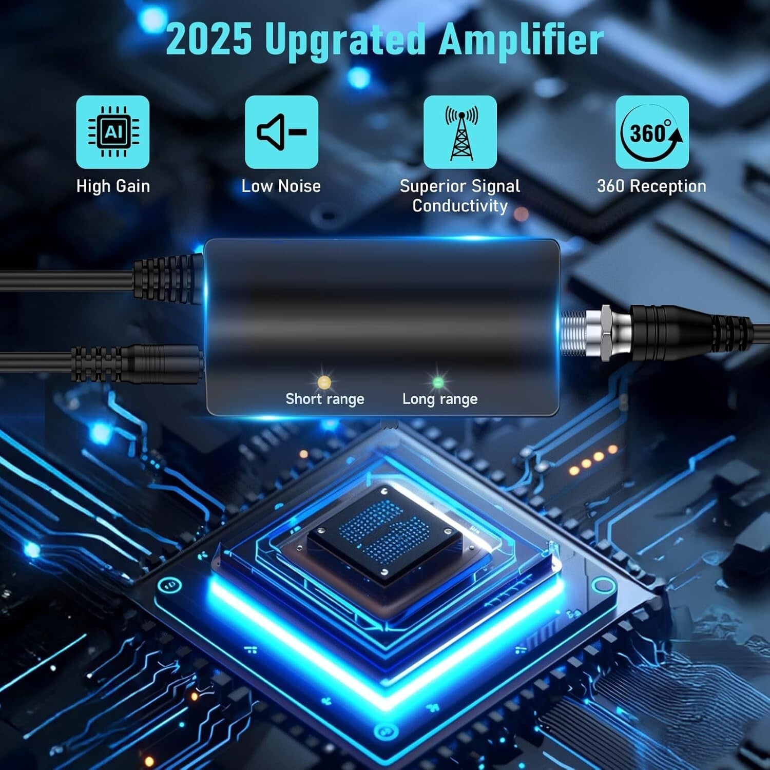 2200+ Miles Range Indoor Digital TV Antenna with Signal Booster & 1300 Channels