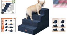 Load image into Gallery viewer, Extra Wide 4-Step Pet Stairs - Safe Access for Small Dogs &amp; Cats in Navy