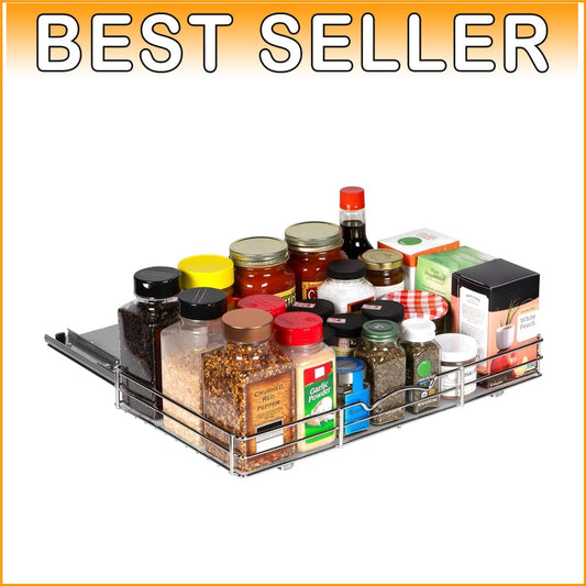 Durable Chrome Pull-Out Spice Organizer - Perfect for Narrow Kitchen Cabinets
