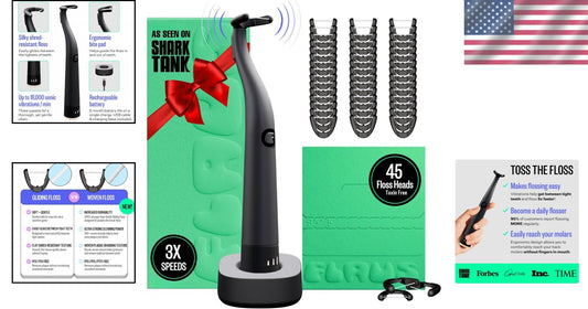 Eco-Friendly Electric Flosser with Extra Strength Woven Floss & Speed Settings