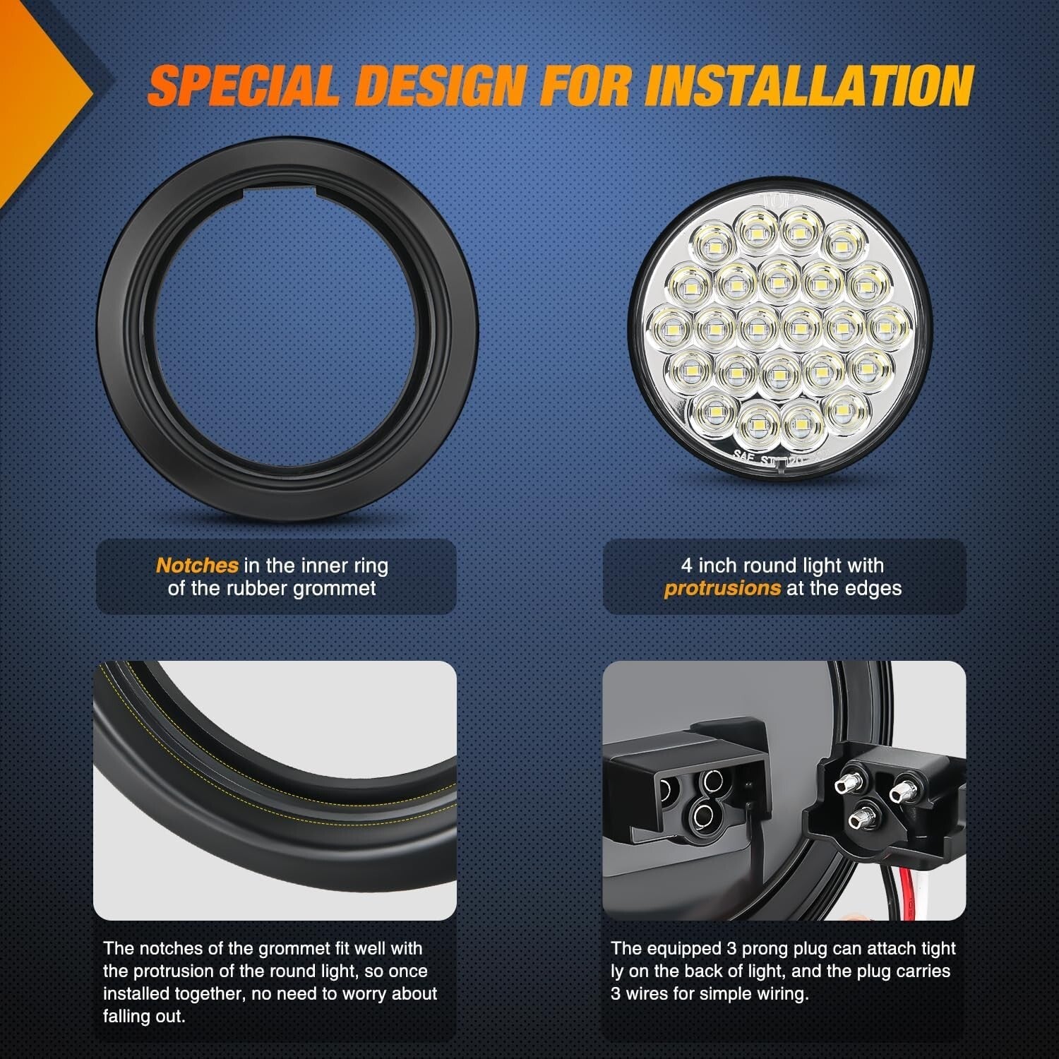 Dual Mode 4-Inch LED Tail & Turn Signal Lights for Trucks & Trailers - Set of 4