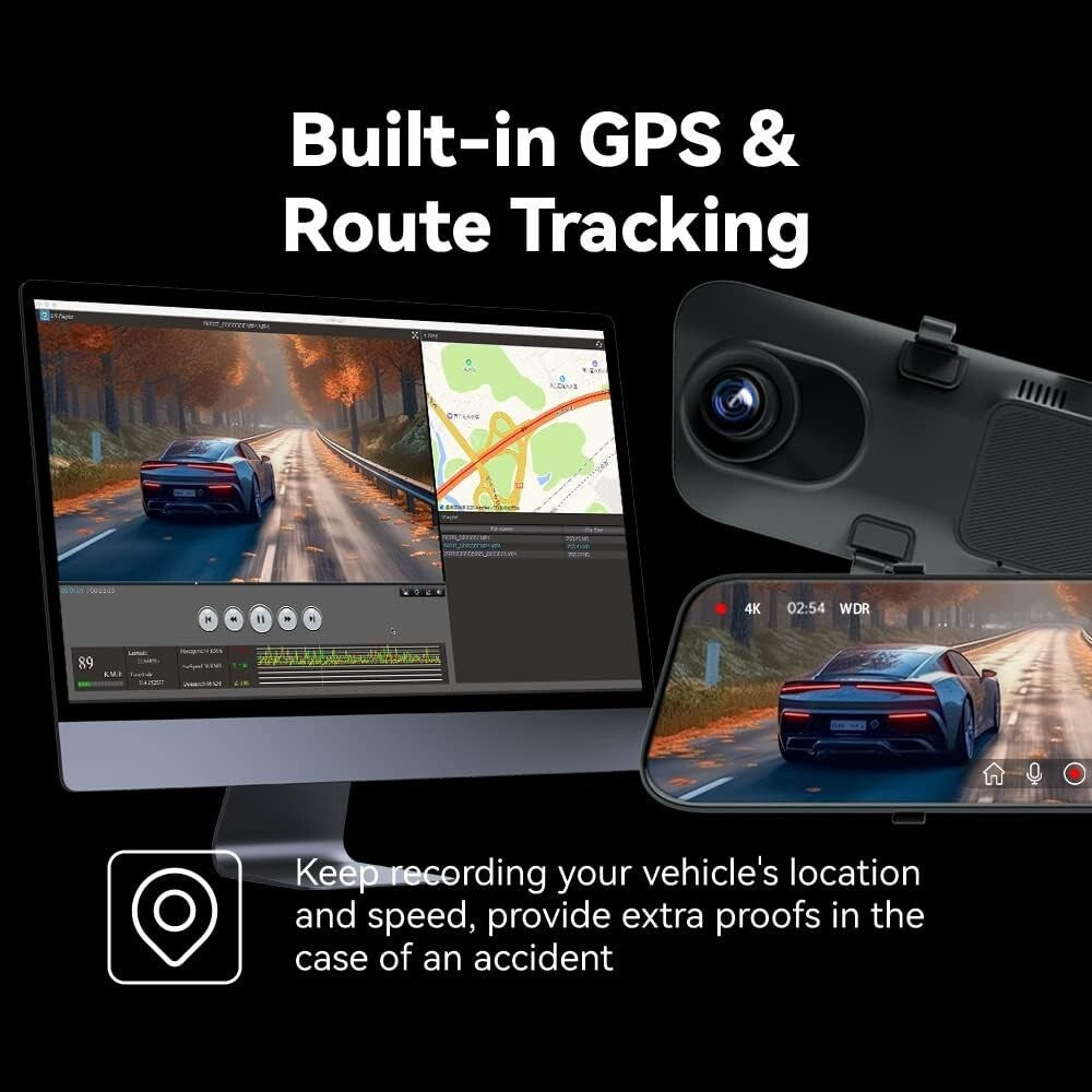 Advanced 4K Mirror Dash Cam with Blind Spot Detection & Loop Recording Features