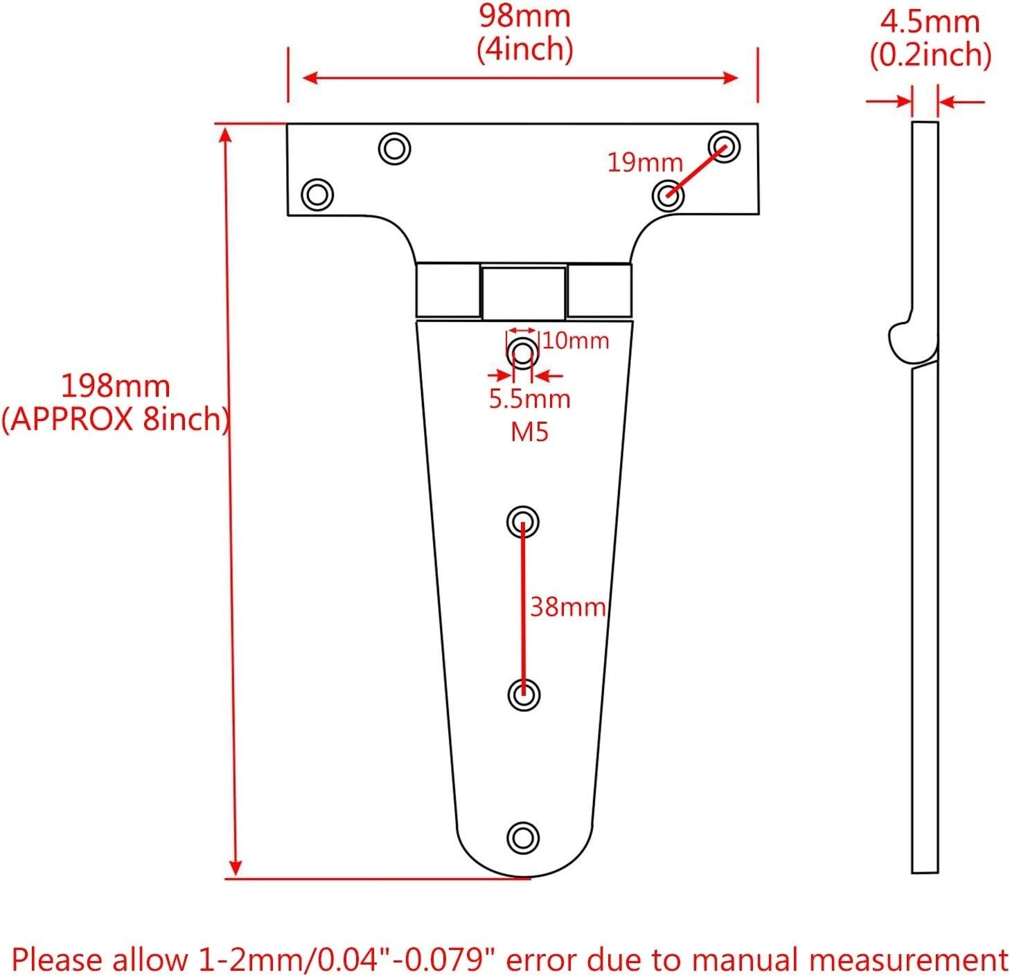 8" Heavy Duty Cast Strap Hinges - 316 Stainless Steel Marine Grade, Set of 2