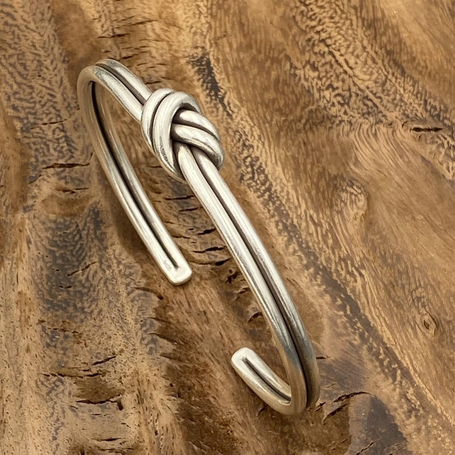 Sterling Silver Rustic Knot Cuff Bracelet - Perfect for Gifting, Size M-L & S-M