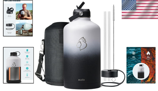 Travel-Friendly 1 Gallon Water Flask with Straw Lid - 48 Hour Cold Retention