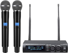 Load image into Gallery viewer, Dual UHF Metal Wireless Microphone System - 150-200Ft Range, 16 Hours Life
