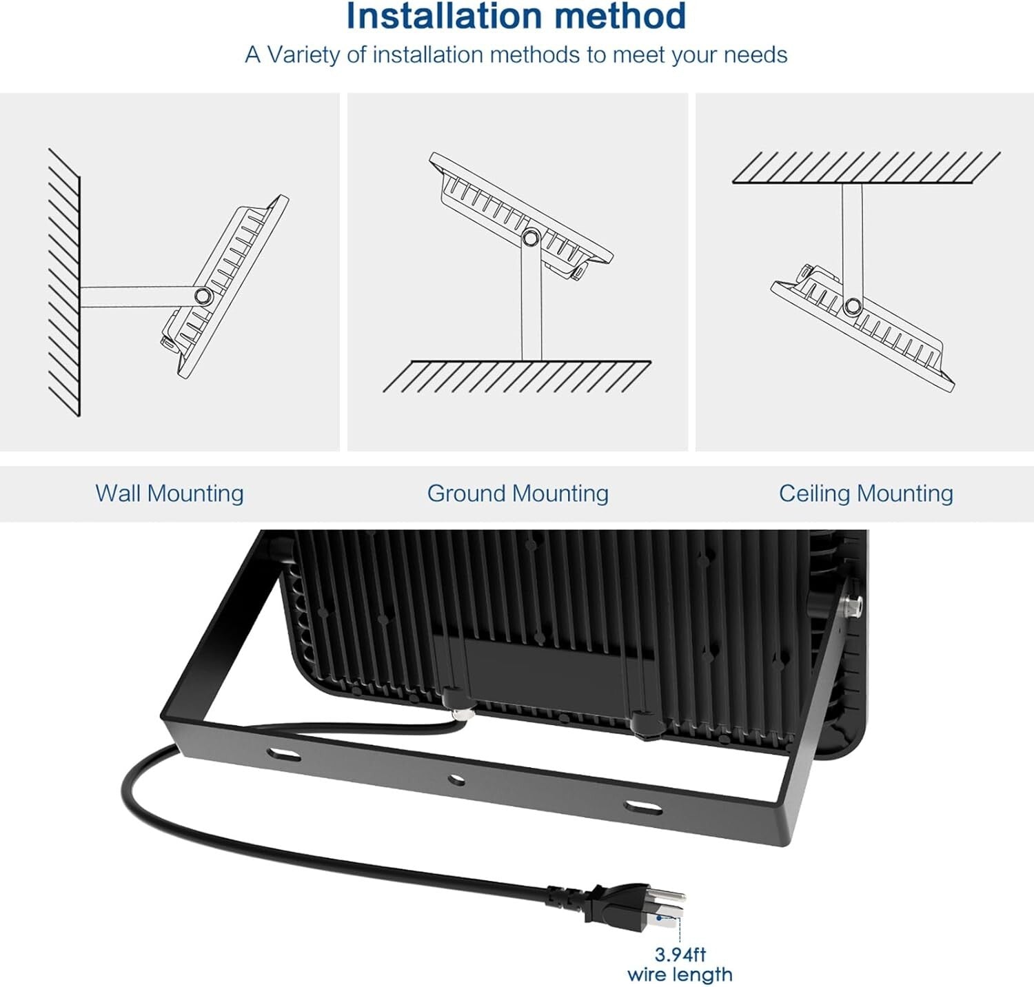 High-Efficiency Outdoor Security Lights, 30000lm Daylight White LED Floodlight