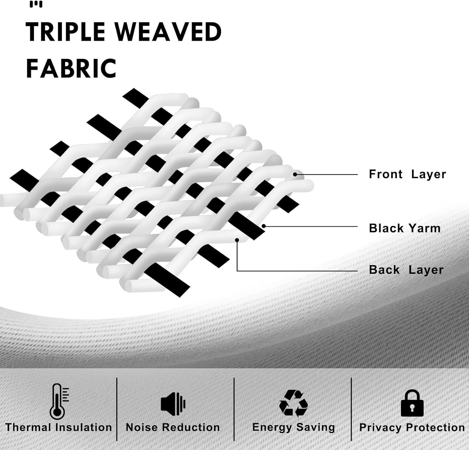 Modern White Curtains for Living Room - Thermal Insulated & Noise Reducing