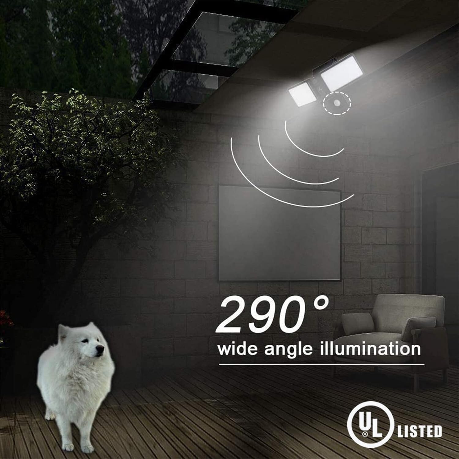 Energy Efficient 20W LED Motion Sensor Floodlight - 180° Angle Illumination