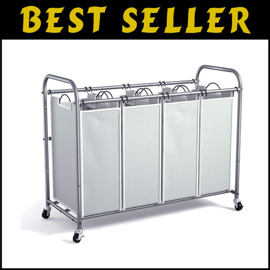 Durable Wheeled Laundry Basket Organizer for Sorting Clothes - 172L Capacity