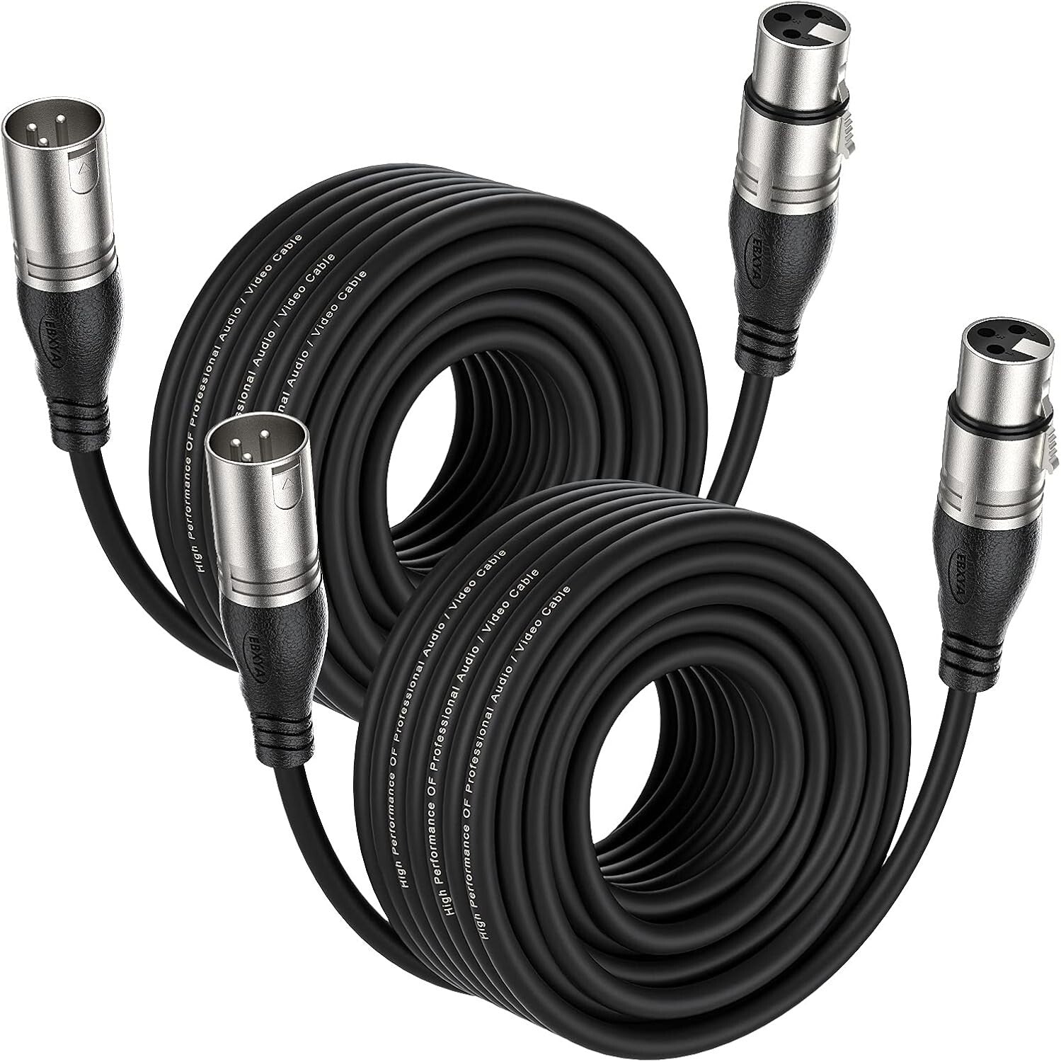 50ft 2 Pack XLR Cables - Flexible, High-Quality 3-Pin Balanced Microphone Wire