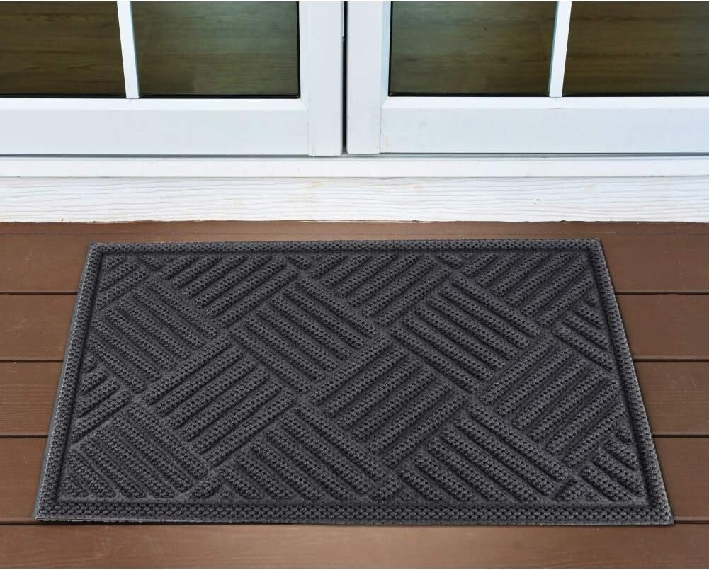 Welcome Doormat with Rubber Backing - 35.5"x24" Non-Slip Gray Indoor/Outdoor