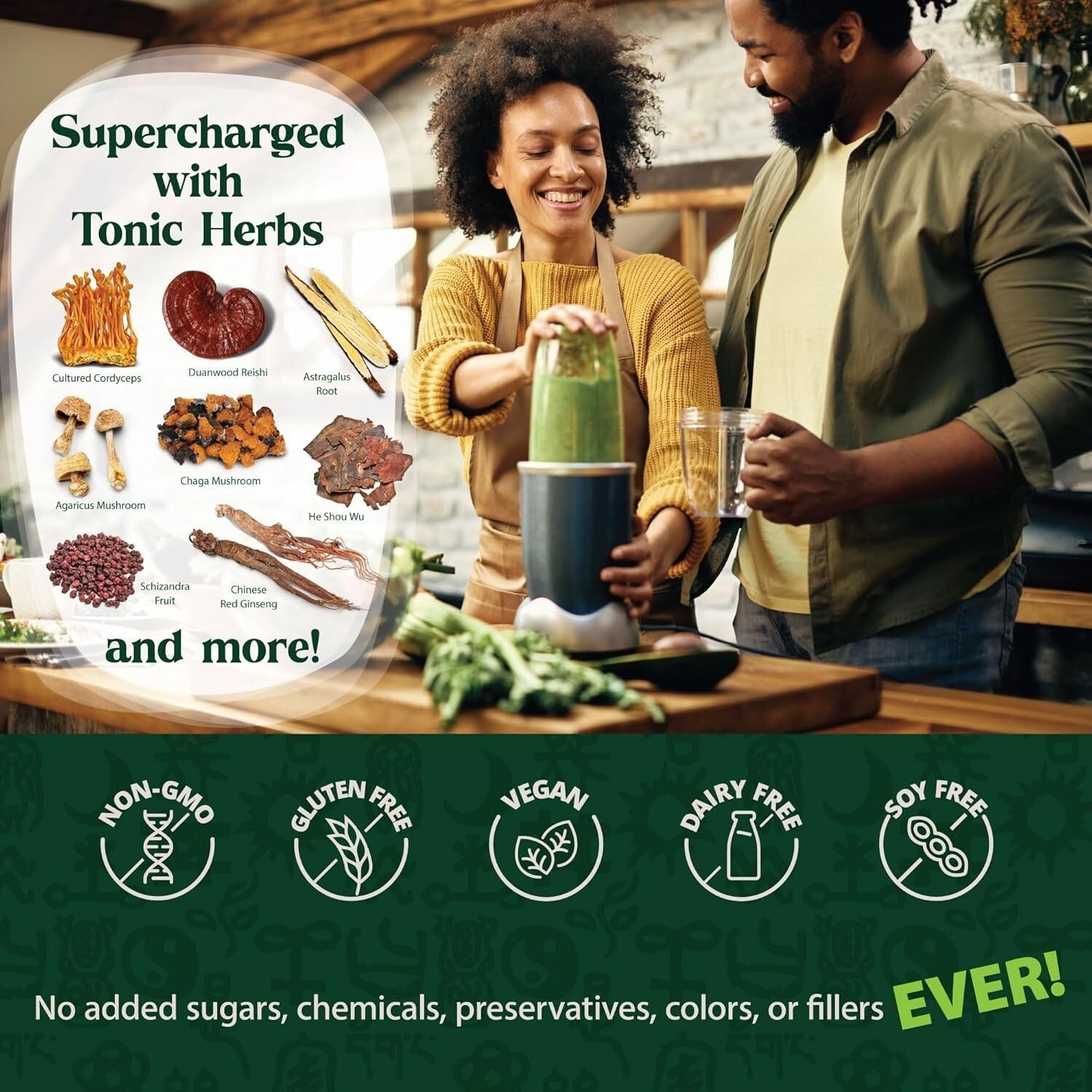Superfood Greens Powder with Probiotics & Tonic Herbs - Delicious Peach Flavor