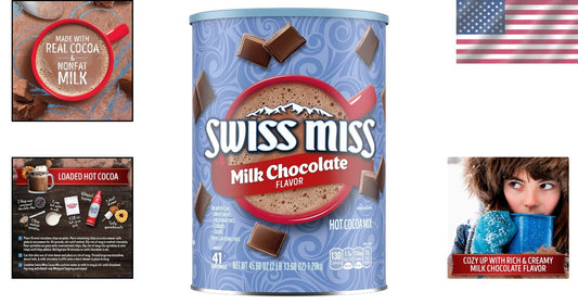 Delicious Hot Cocoa Mix - Milk Chocolate Flavor, 45.68 oz Canister Pack of 6