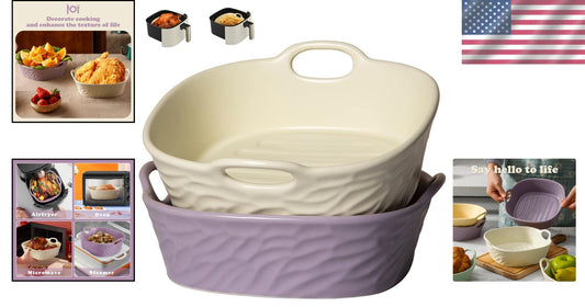 Elegant 8.5" Ceramic Air Fryer Liners – Reusable & Perfect for All Cooking Needs