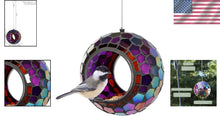 Load image into Gallery viewer, Outdoor Hanging Bird Feeder with Iridescent Purple Mosaic Design - Easy Fill