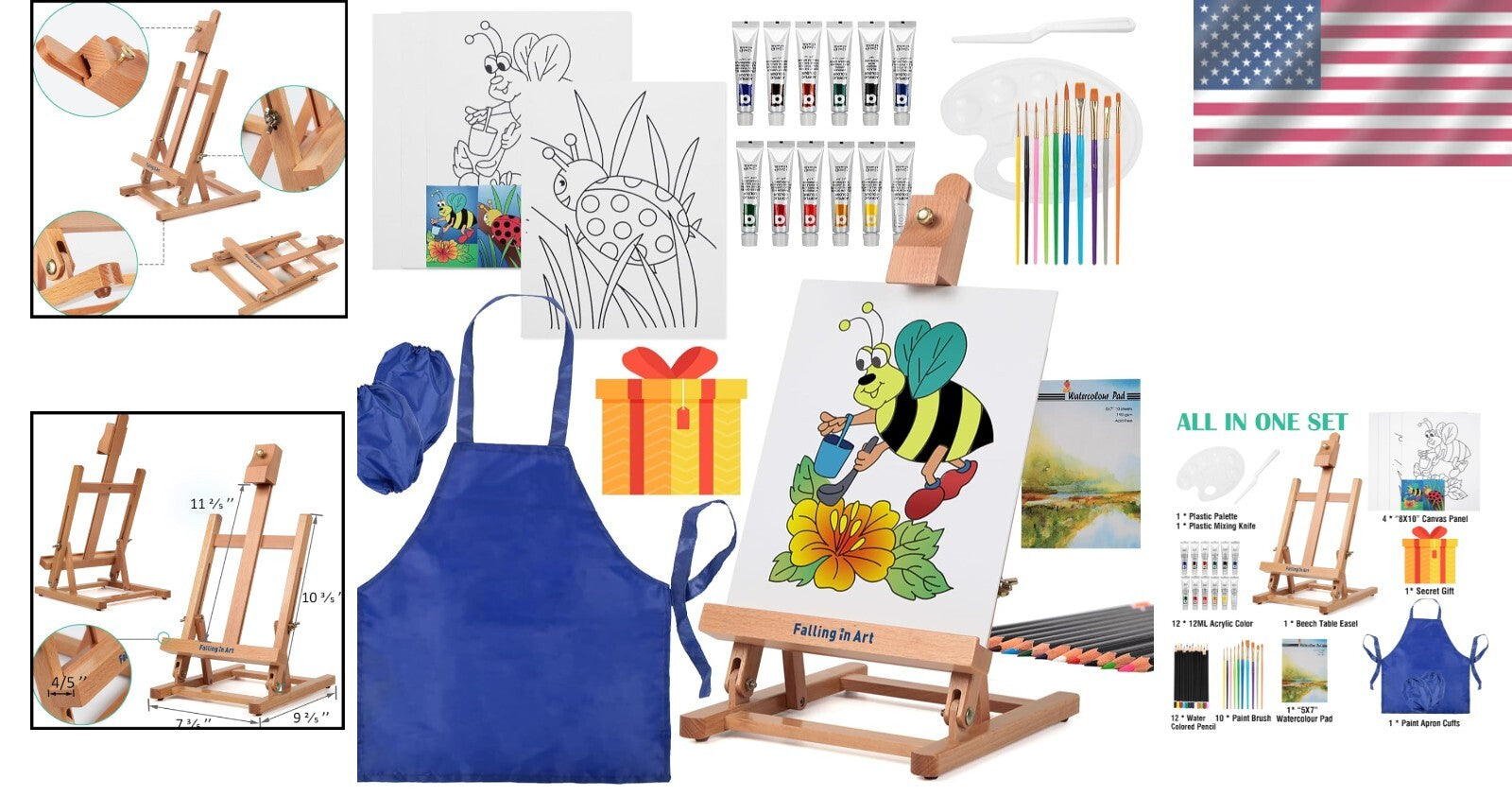 Complete Kids Painting Set with Table Easel & 43-Piece Art Supplies