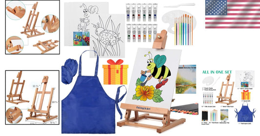 Complete Kids Painting Set with Table Easel & 43-Piece Art Supplies
