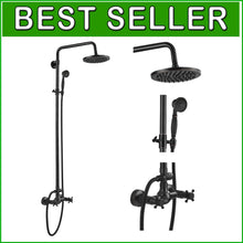 Load image into Gallery viewer, Dual Function Oil Rubbed Bronze Shower Faucet: 8-Inch Rainfall &amp; Handheld Design