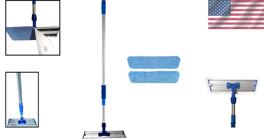 Efficient 16" Microfiber Cleaning Mop with Easy-to-Wash Pads & Aluminum Handle