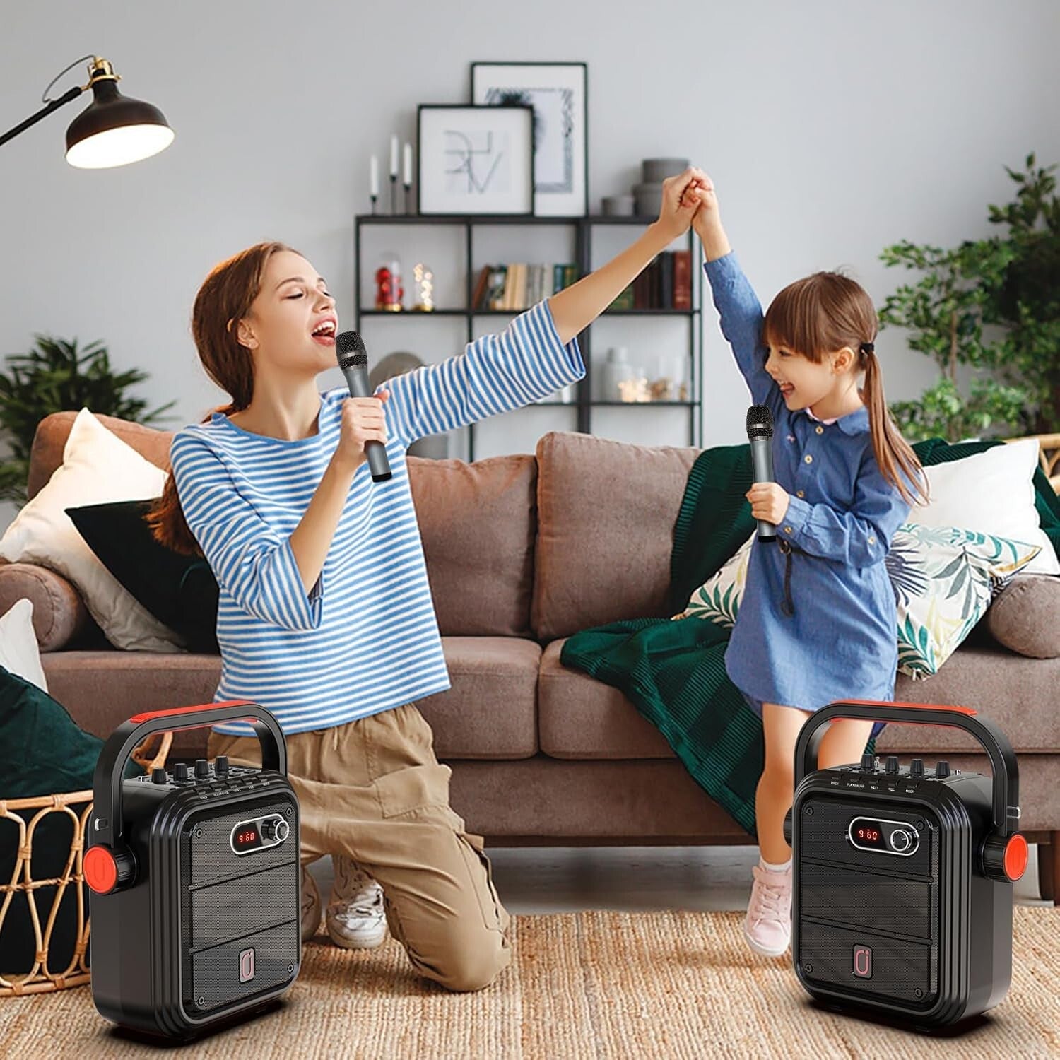 Rechargeable Karaoke Speaker Set with Dual Mics – Ideal for Home and Outdoors