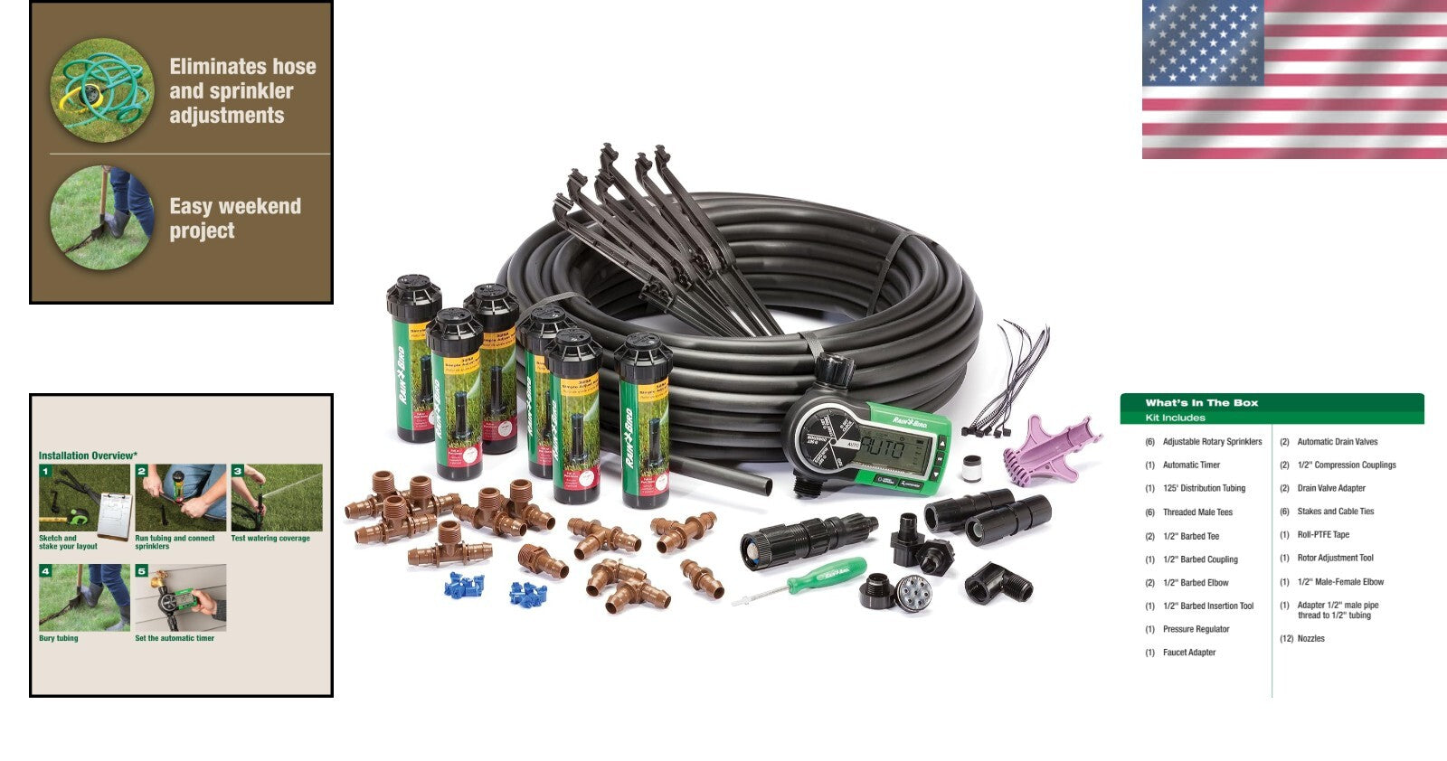 Effortless Automatic In-Ground Sprinkler System Kit for Lush Lawns, 1000-3000...