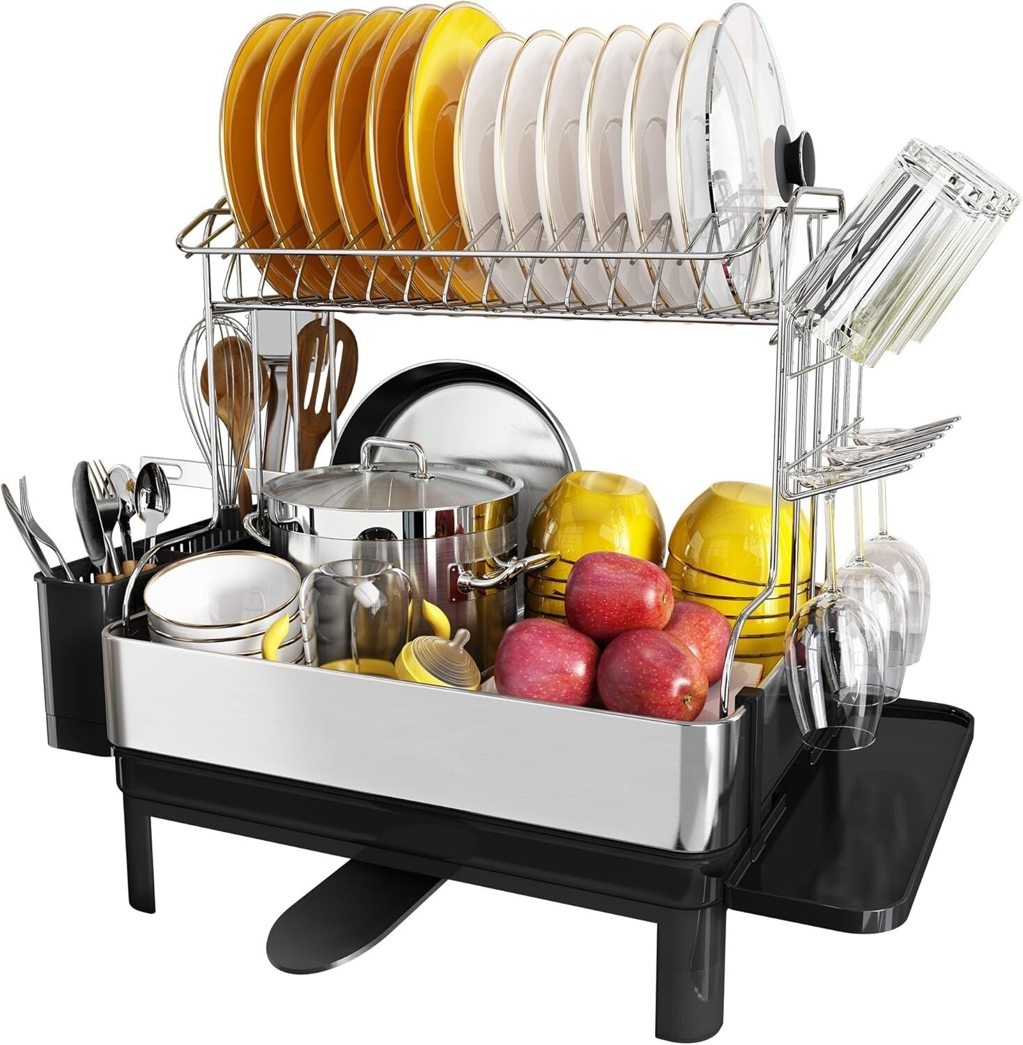 Extra Large Dish Drying Rack With Drainboard - Ideal for Families & Kitchen Use
