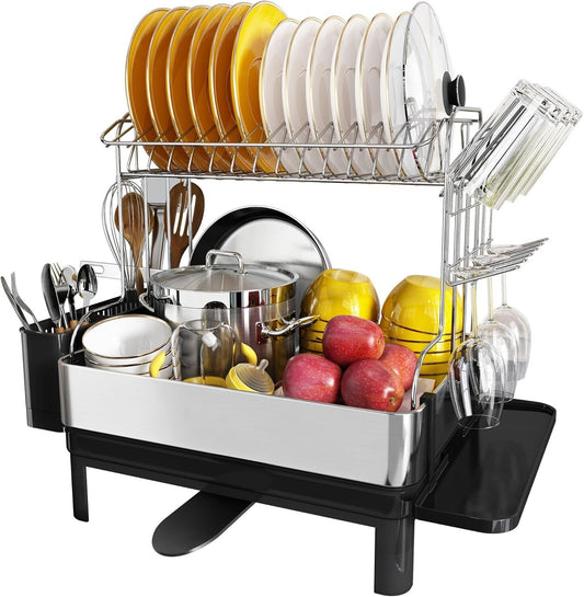 Extra Large Dish Drying Rack With Drainboard - Ideal for Families & Kitchen Use