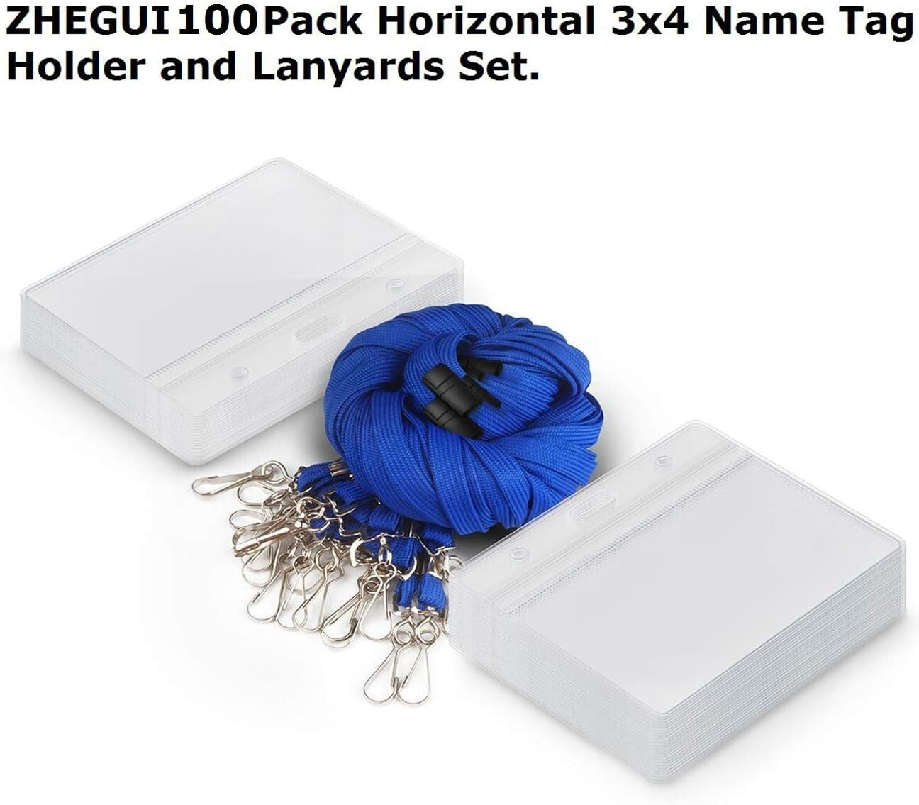 Bulk 100 Breakaway Safety Lanyards with Clear 3x4 ID Badge Holders for Events