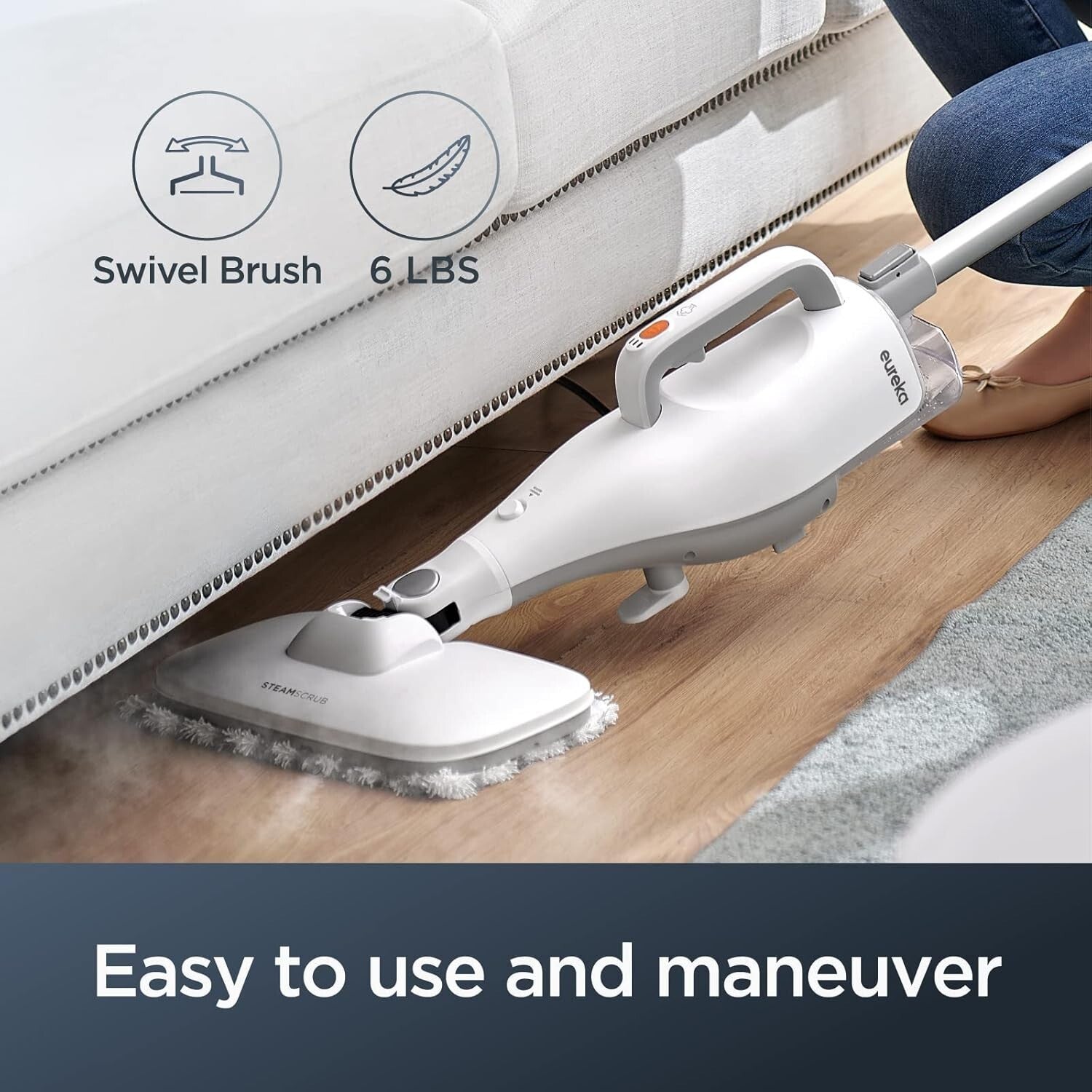 Efficient Steam Mop for Hard Floors & Rugs - Quick Heating, Lightweight Design