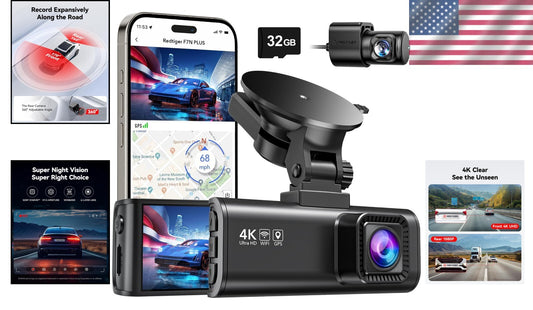 Advanced Dual Dash Cam with Parking Monitor - 24H Security & G-Sensor Alert