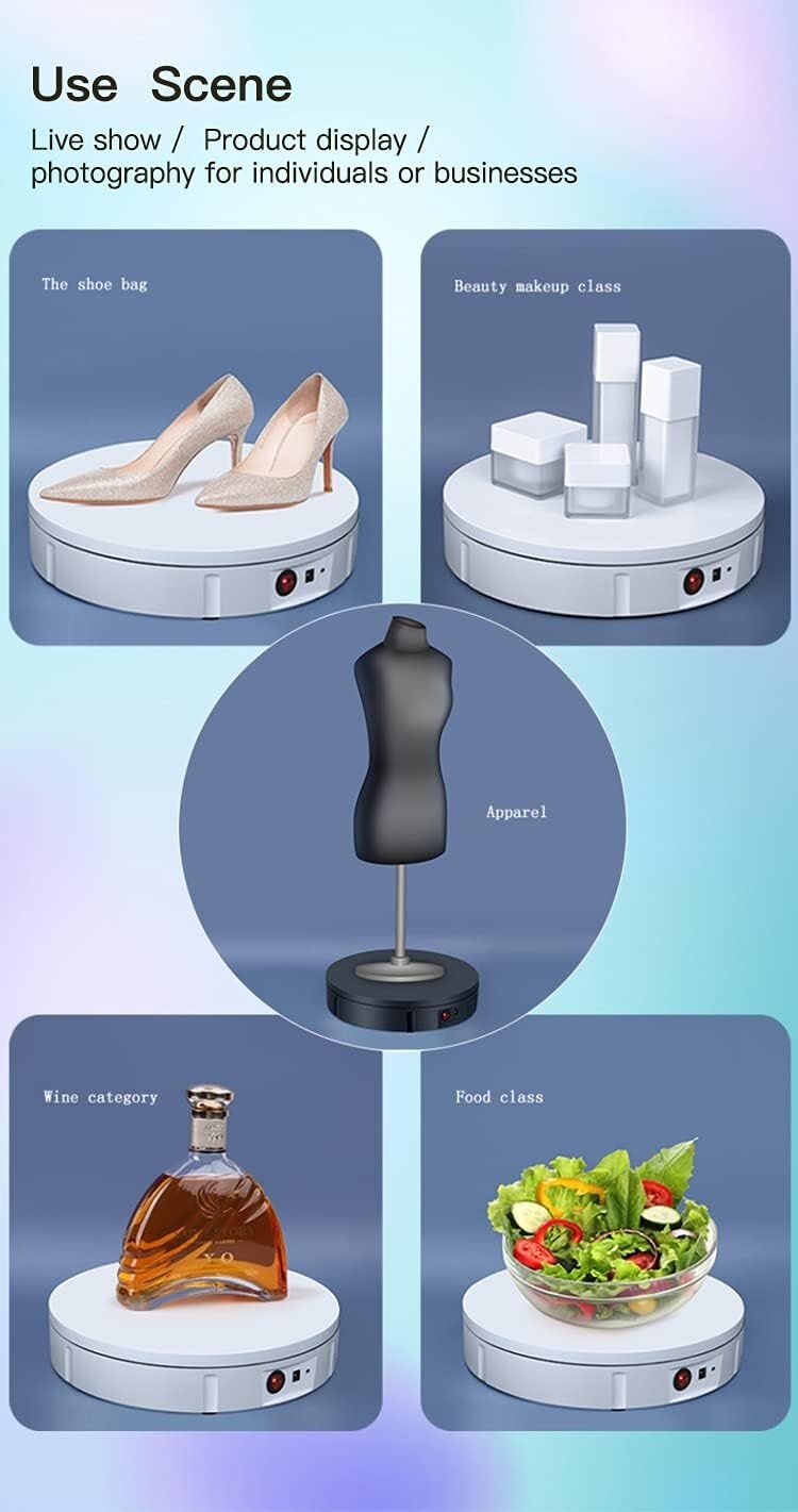 Compact 11.8 Inch Rotating Display Stand with Remote Control for All Occasions