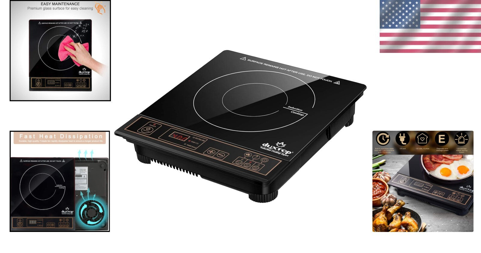 1800W Gold Induction Cooktop - Portable Countertop Burner for Effortless Cooking