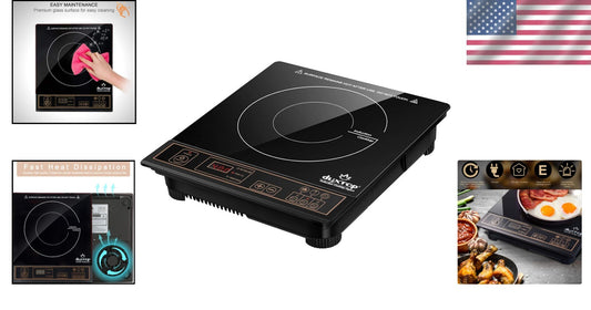 1800W Gold Induction Cooktop - Portable Countertop Burner for Effortless Cooking