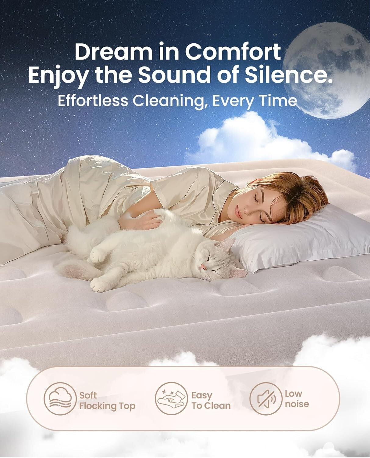 18” King Air Mattress with Built-in Pump - Foldable & Space-Saving Solution