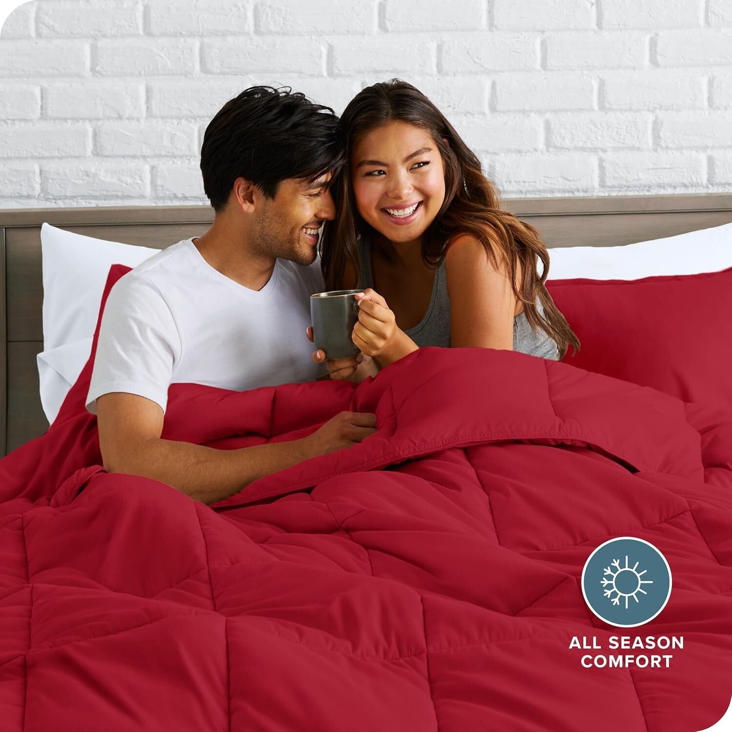 All-Season Ultra-Soft Comforter Set for Oversized King Beds - Red & Modern Look