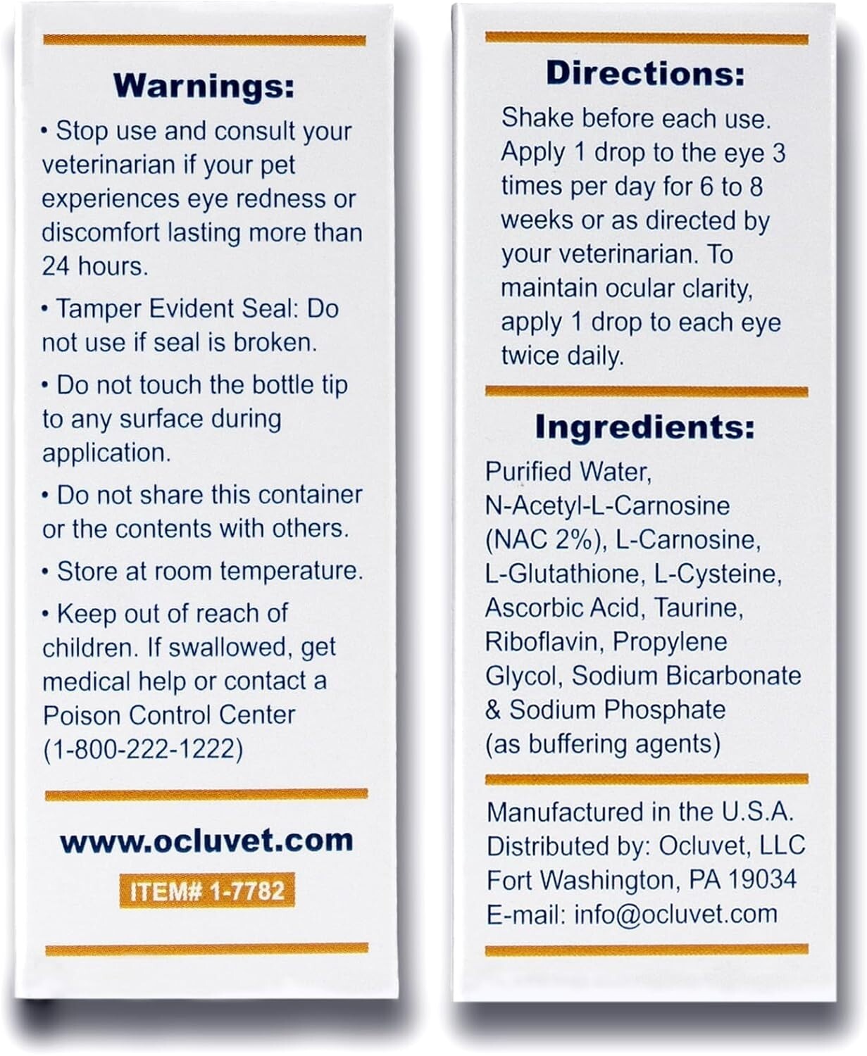 Pet Eye Care Drops with N-Acetyl-L-Carnosine - Natural Formula for Clarity, 16mL