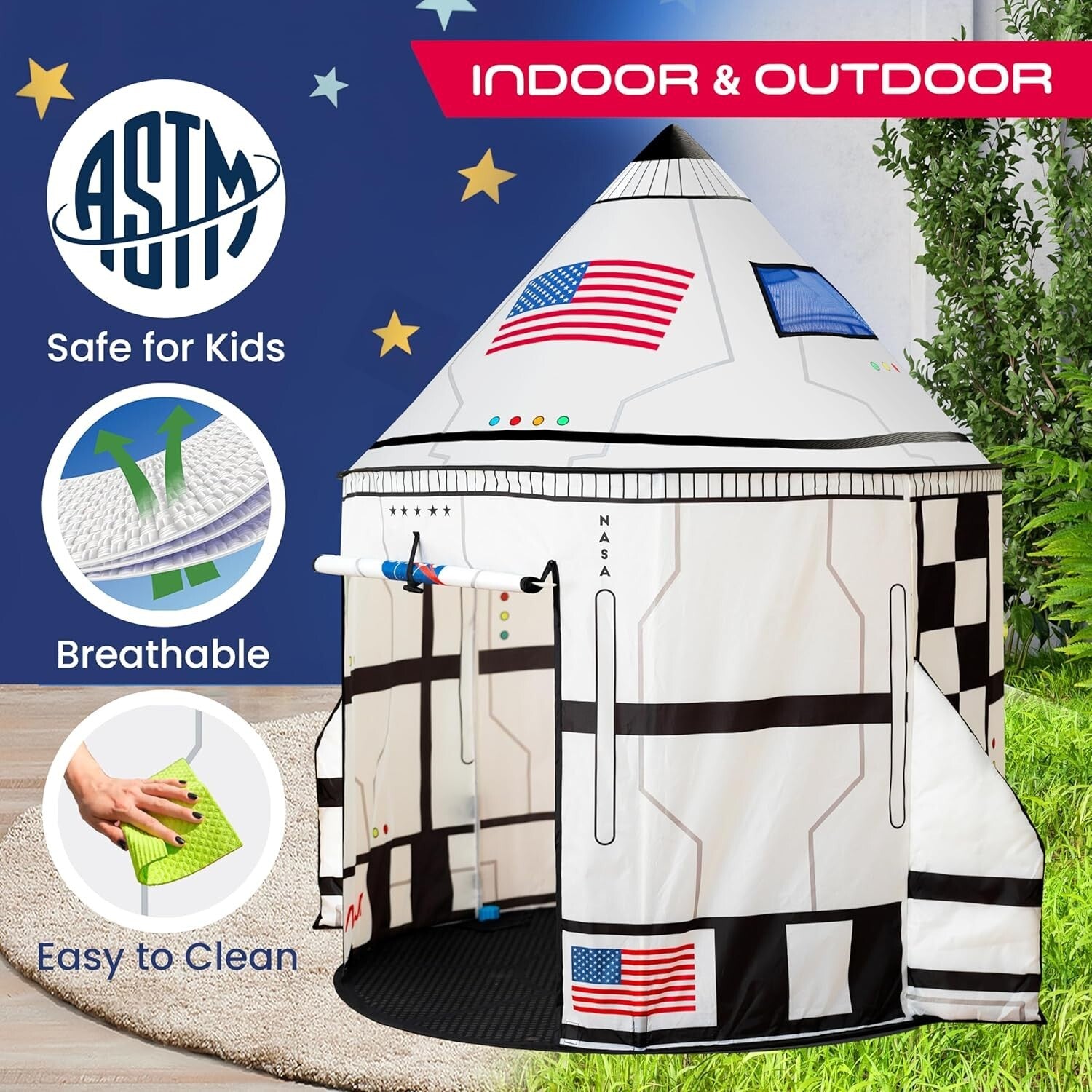 Deluxe Space Explorer Tent - LED Lights, Sounds & 3 Space Toys for Imagination