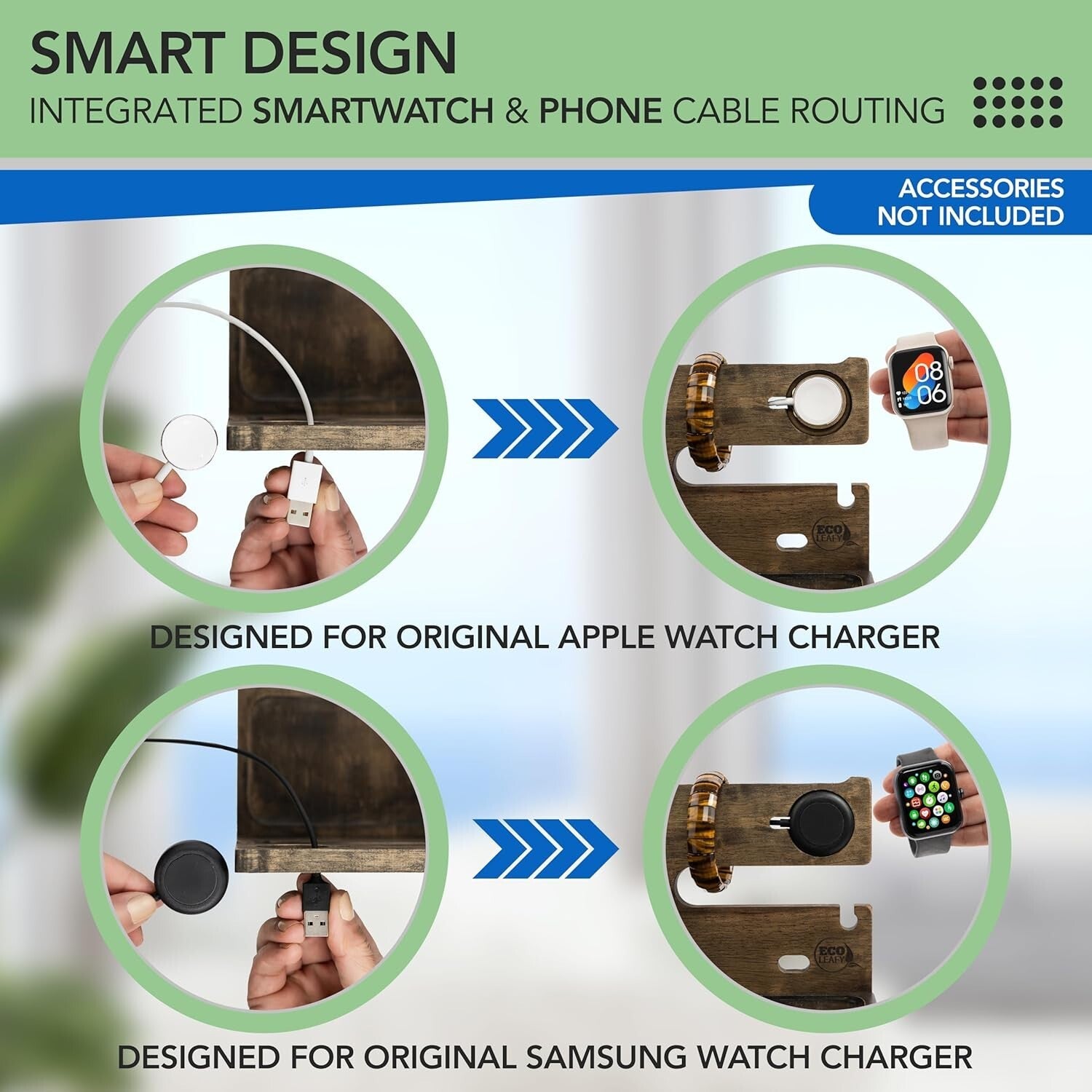 Elegant Rustic Gray Nightstand Organizer - Functional Dock for Phone & Wallet