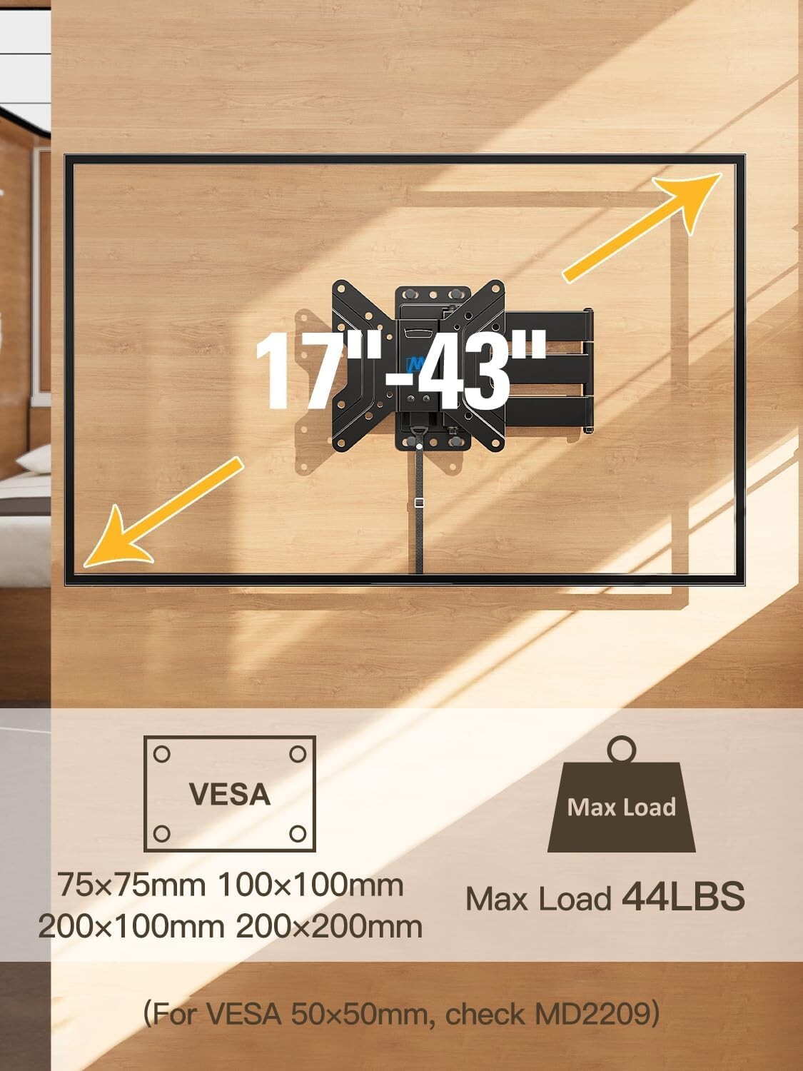 Innovative RV TV Mount with Locking Mechanism - 17-43 Inch Full Motion Design