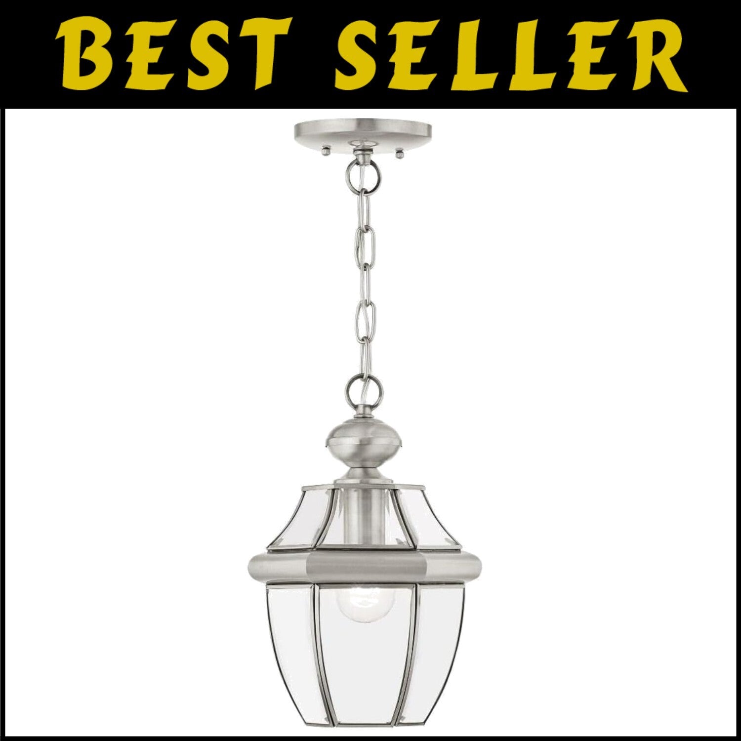 Handcrafted Solid Brass Outdoor Pendant - Traditional Brushed Nickel Design
