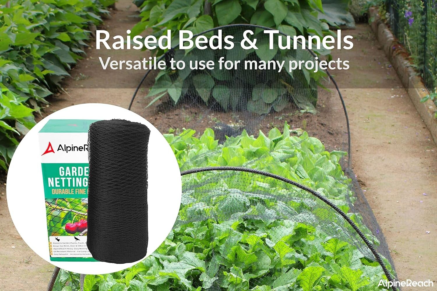 Extra Strong 15 x 50 ft Garden Netting for Deer and Pest Protection - Black Mesh