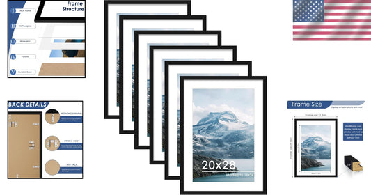 Elegant Black 20x28 Picture Frames – Snap-Open Design for Easy Art Swapping