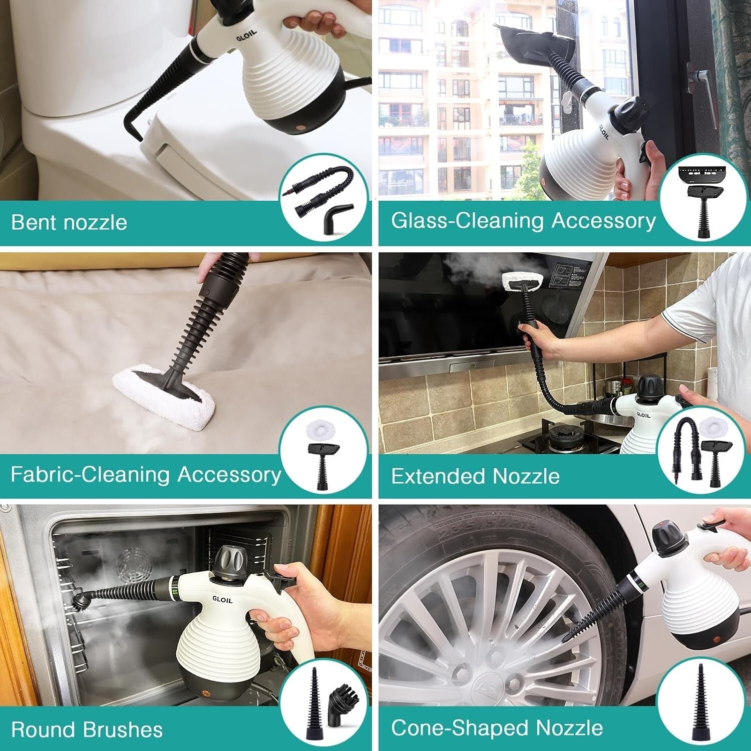 1050W Portable Steam Cleaner - Natural Cleaning with Safety Lock & Accessories