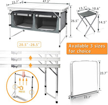 Load image into Gallery viewer, Lightweight Folding Aluminum Table - Adjustable Height with Storage for Outdo...