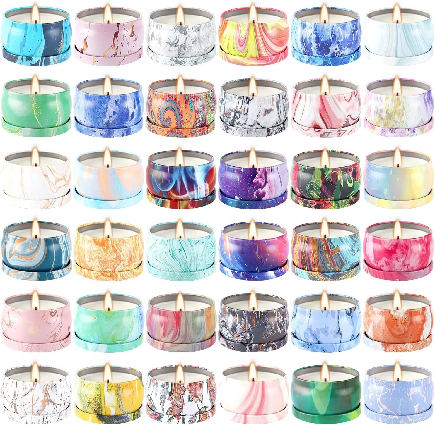 Long-Burning Scented Candles Gift Set - 36 Soy Wax Tins for All Occasions