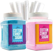 Load image into Gallery viewer, Raspberry Blue &amp; Strawberry Cotton Candy Sugar - 2-Pack, 3 lbs Jars &amp; Scooper
